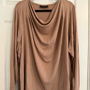 Lane Bryant Tan Drape Neck Long Sleeve Top - Never Worn - 26/28